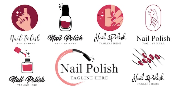 Nail studio or nail polish icon set logo design vector