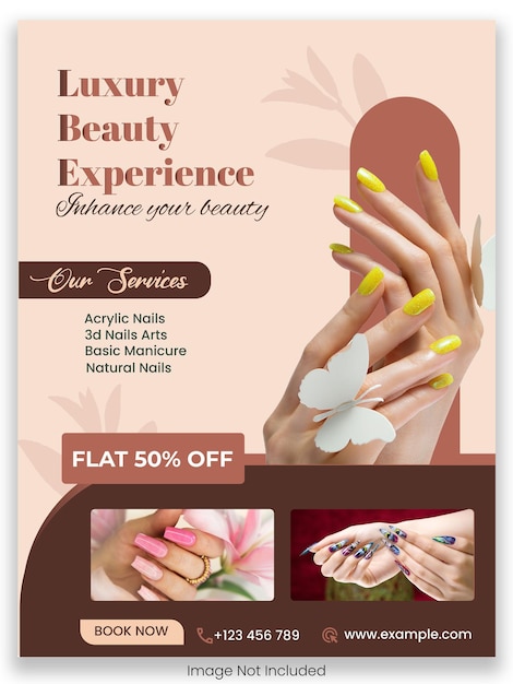 nails art salon poster design template
