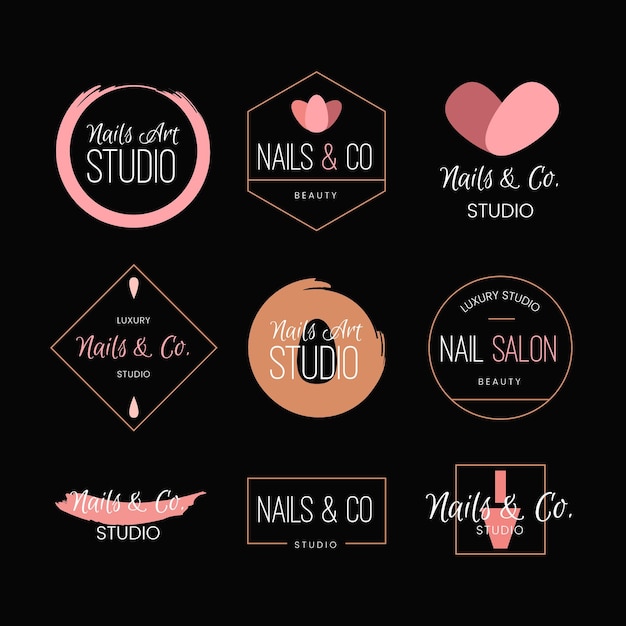 Collezione di logo di unghie art studio