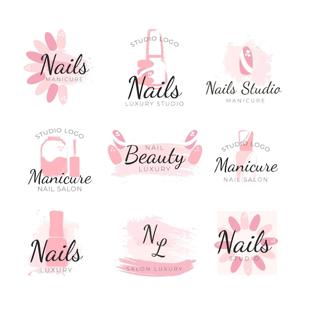 Vector nails art studio logos template