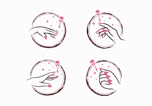 Nails polish manicure salon logo icon design collection