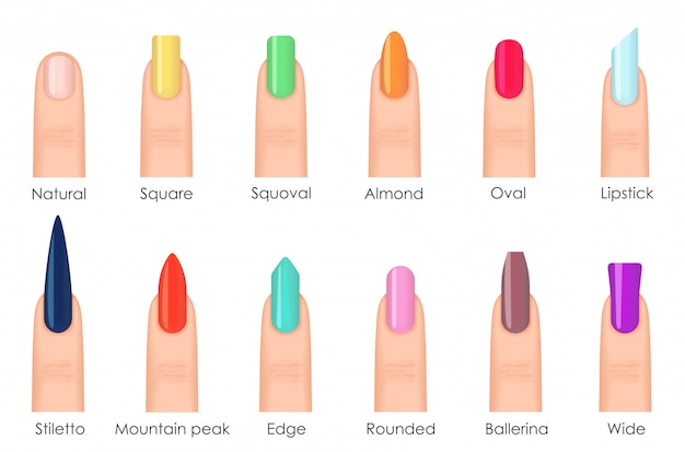 Vector nails shapes icons set