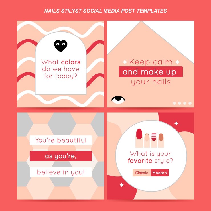 Nails spa social media post templates
