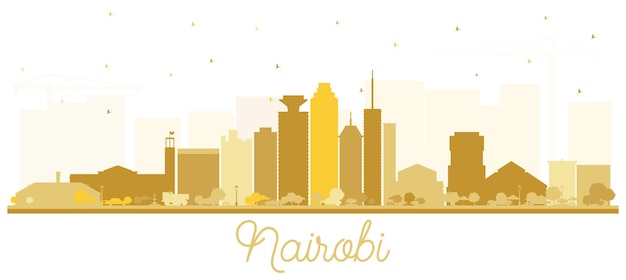 Nairobi Kenia City Skyline Silhouet met gouden gebouwen geïsoleerd op wit