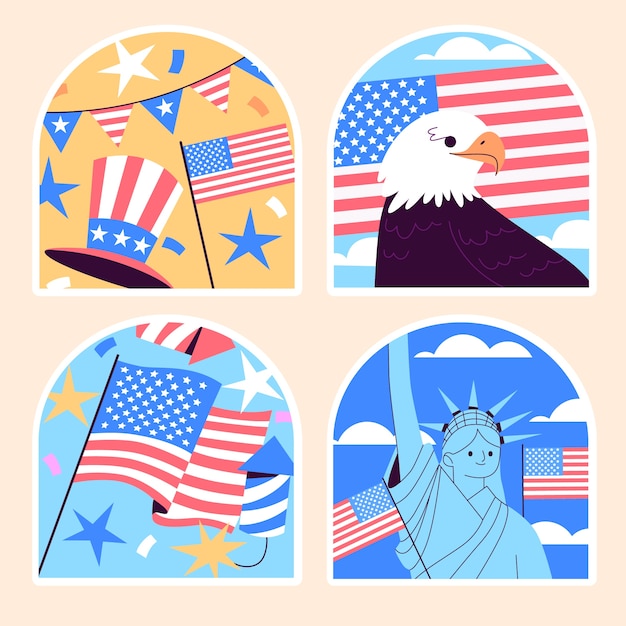 Vector naive american flag patriotic stickers