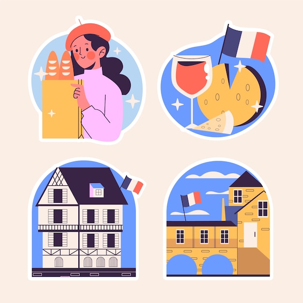 Vector naive france stickers collection