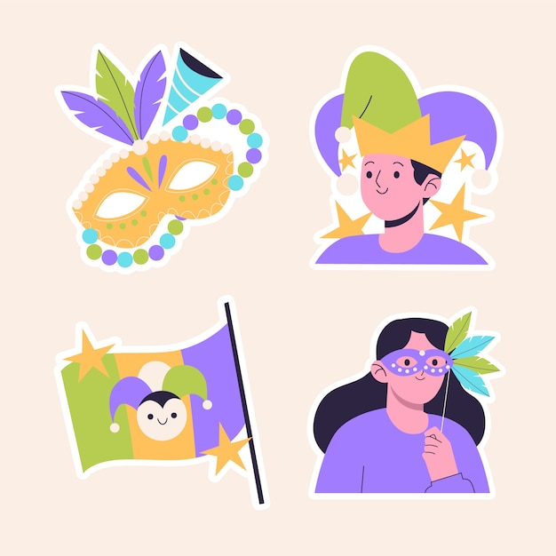 Vector naive mardi gras stickers