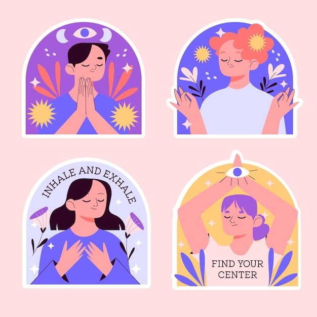 Naive meditation stickers collection