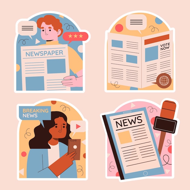 Vector naive news and politics stickers