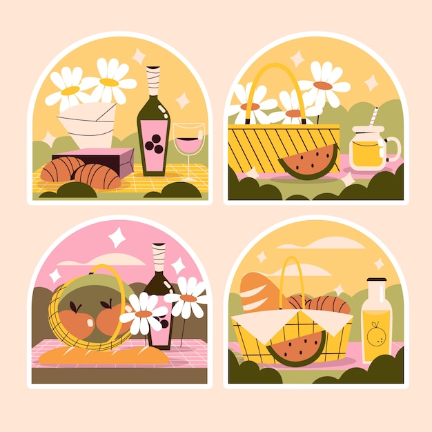 Naive picnic stickers collection