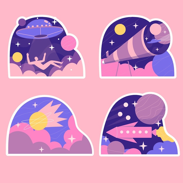 Naive science fiction stickers collection