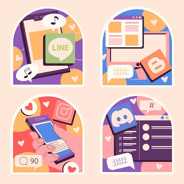 Naive social media pack stickers