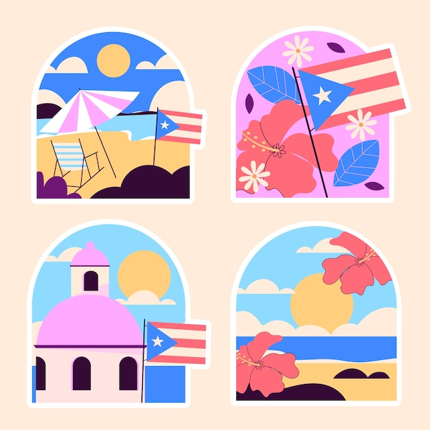 Vector naive style puerto rico stickers