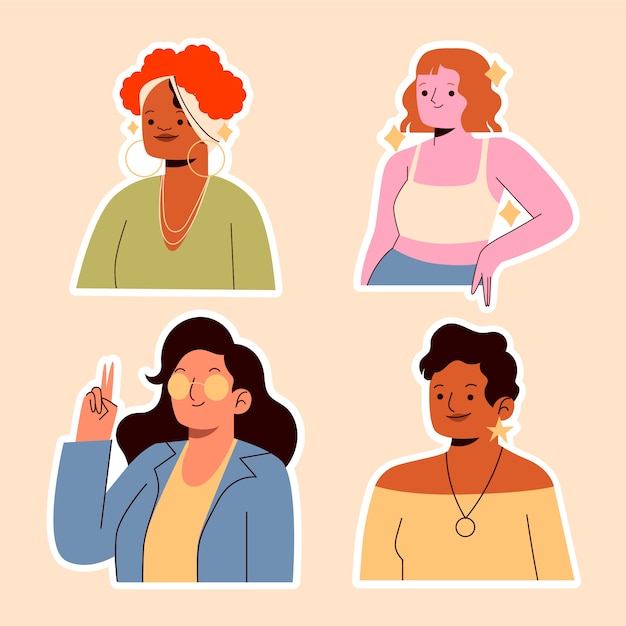 Vector naive women stickers