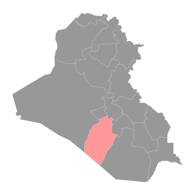 Najaf gouvernement kaart administratieve afdeling van Irak Vector illustratie