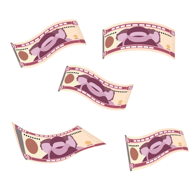 Vettore illustrazione vettoriale di nakfa enormi pacchi di banconote in bundle dell'eritrea soldi volanti in caduta