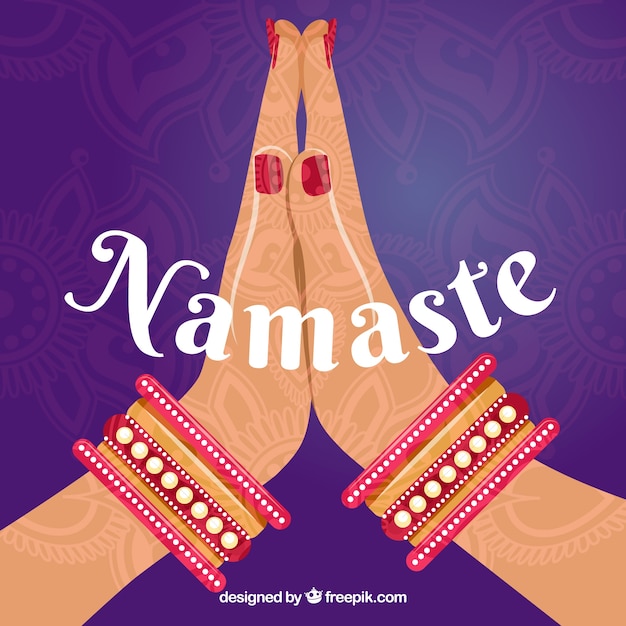 Vector namaste gesture with ethnic style