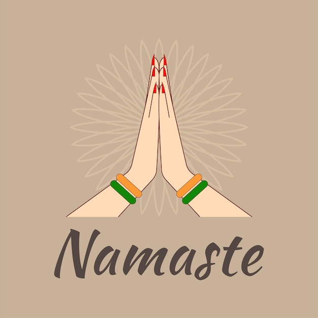 Namaste Hands Drawing Vector Illustration