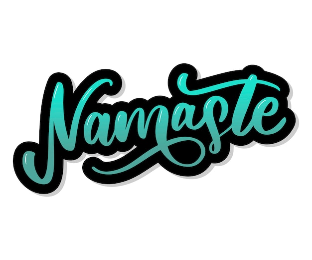 Vettore namaste lettering saluto indiano, hello in hindi maglietta con lettere design calligrafico a mano.