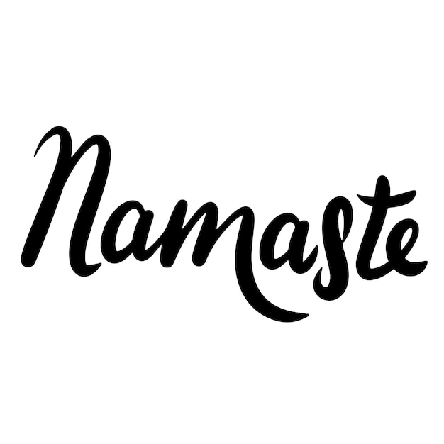 Vector namaste text in black color isolated on transparent background hand drawn vector art