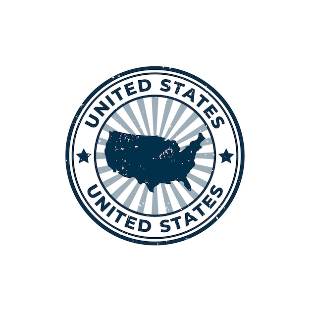 ベクトル 名前と白い背景の上のアメリカ合衆国の地図記号またはスタンプ グランジ ゴム