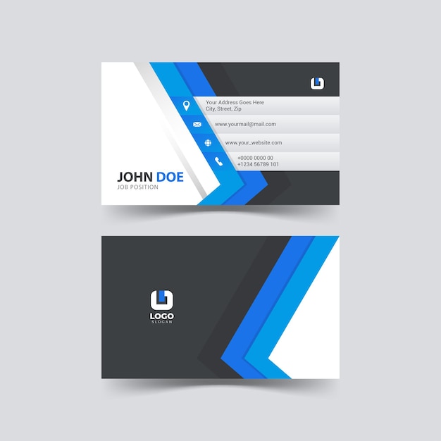 Name card design template with blue and black color abstract shape