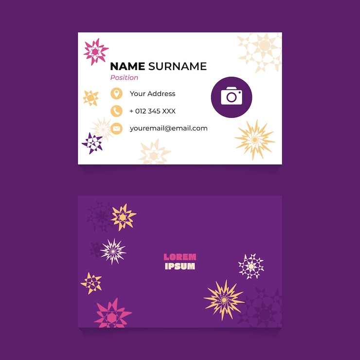 वेक्टर name card design with rounded star on abstract composition