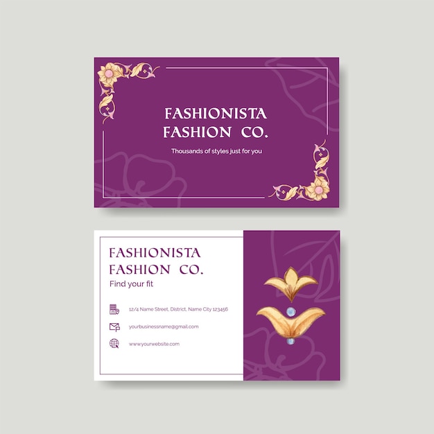 Vector name card template with italian style in watercolor style