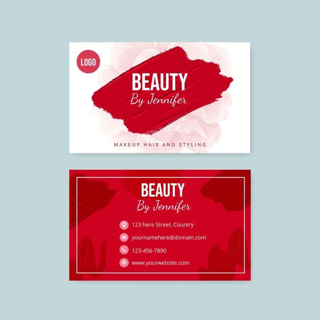 Vector name card template with skin care beauty conceptwatercolor stylexa