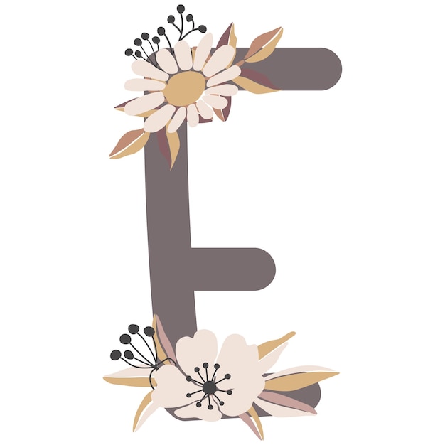 Vector name creator flowers includes flower alphabet,  flower compositions, cute graphic elements