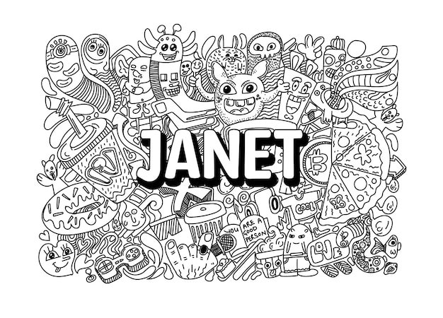Name Doodle Hand Drawn Art for Janet