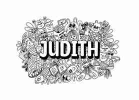 Vector name doodle hand drawn art for judith