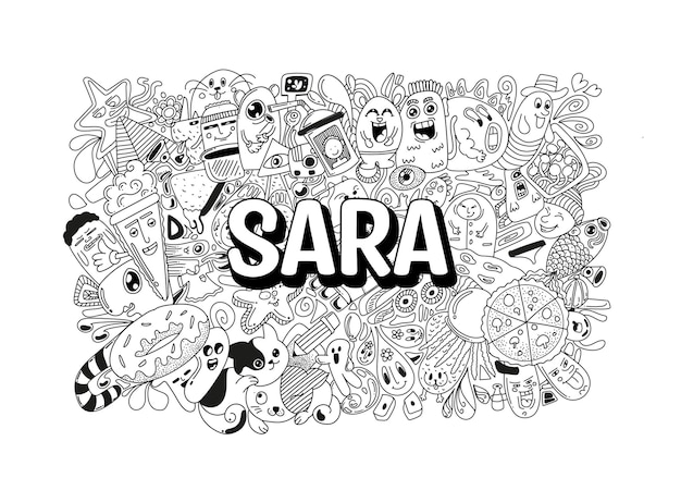 Name Doodle Hand Drawn Art for Sara