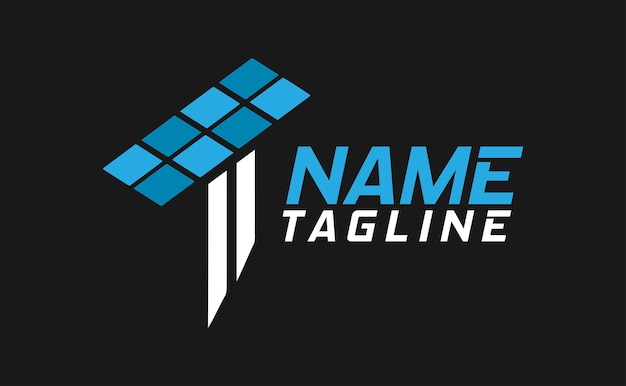 Name Initial Letter T Solar Panel Technology Logo Design Template
