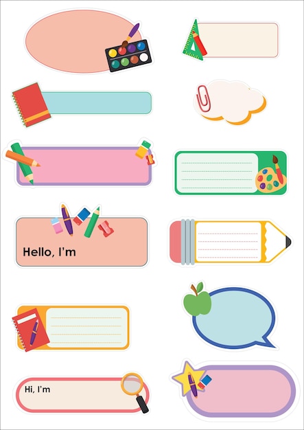 name kids label cute design