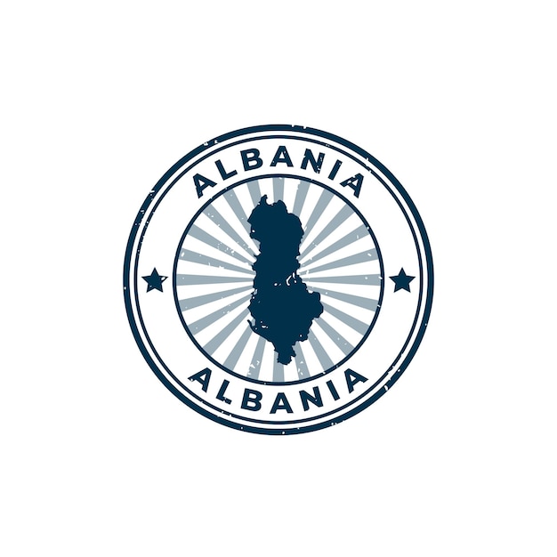 名前とアルバニア シルエット サインまたはスタンプ グランジ ゴムの白い背景の上の地図