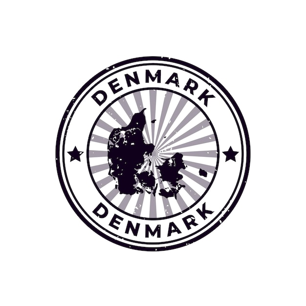 Name and Map of Denmark Silhouette Sign or Stamp Grunge Rubber on White Background