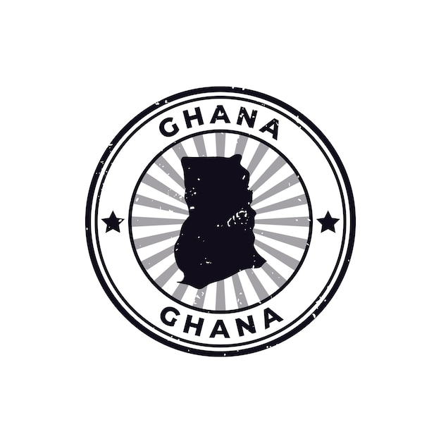 Vettore nome e mappa del ghana silhouette segno o timbro grunge gomma su sfondo bianco