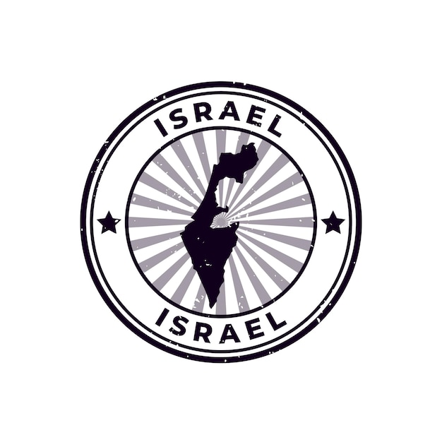 Nome e mappa di israele silhouette segno o timbro grunge gomma su sfondo bianco