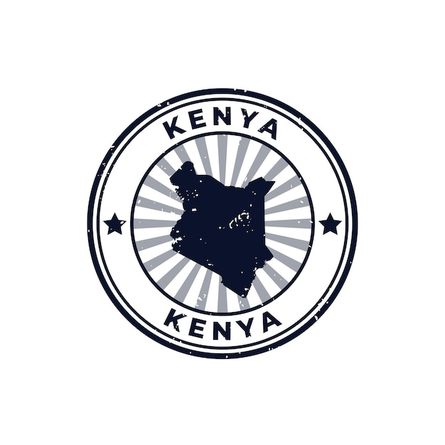 Name and Map of Kenya Silhouette Sign or Stamp Grunge Rubber on White Background