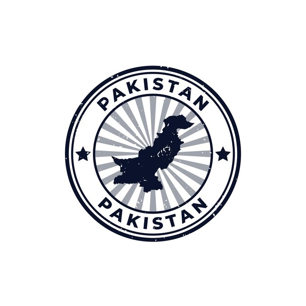 Name and Map of Pakistan Silhouette Sign or Stamp Grunge Rubber on White Background