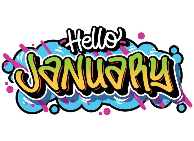 Name of months in readable lettering graffiti style vector design with vibrant color. Isolated on wh