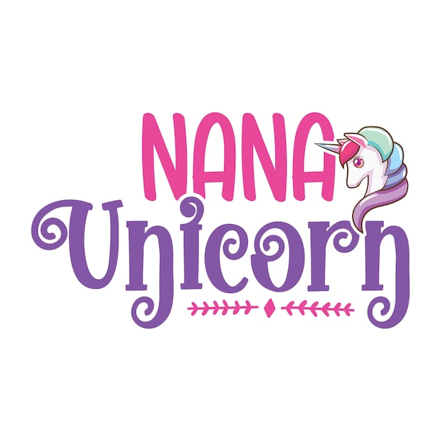 The name nana unicorn is on the front of the logo