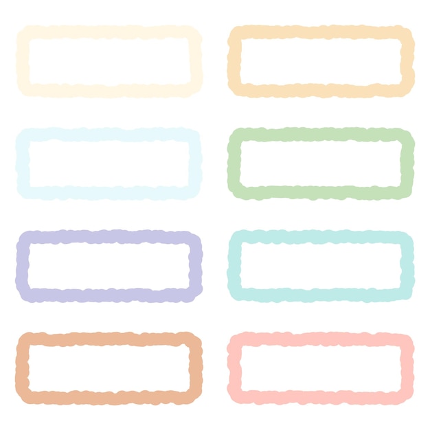 Vector name tag set of rectangular doodle lines