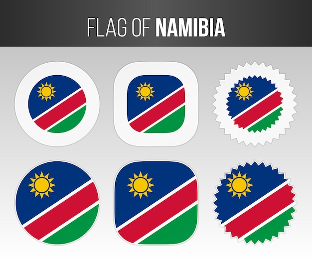 Namibia flag labels badges and stickers Illustration flags of Namibia isolated