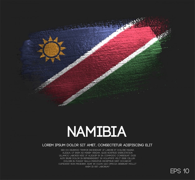 Namibia flag made of glitter sparkle brush paint