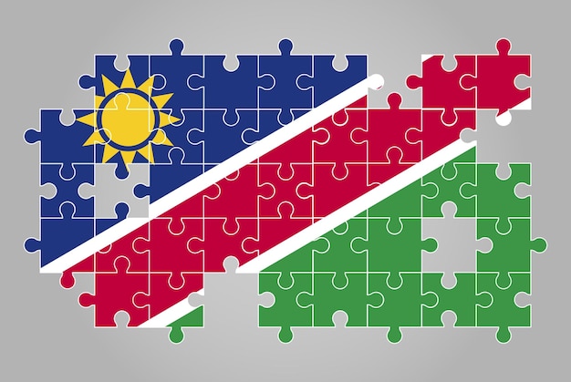 Namibia flag shape of jigsaw puzzle vector puzzle map namibia flag for children