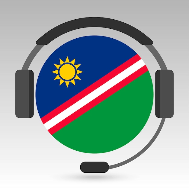 Namibia flag with headphones support sign Vector illustration