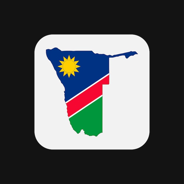 Namibia map silhouette with flag on white background