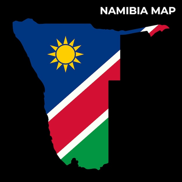 Namibia National Flag Map Design Illustration Of Namibia Country Flag Inside The Map vector image